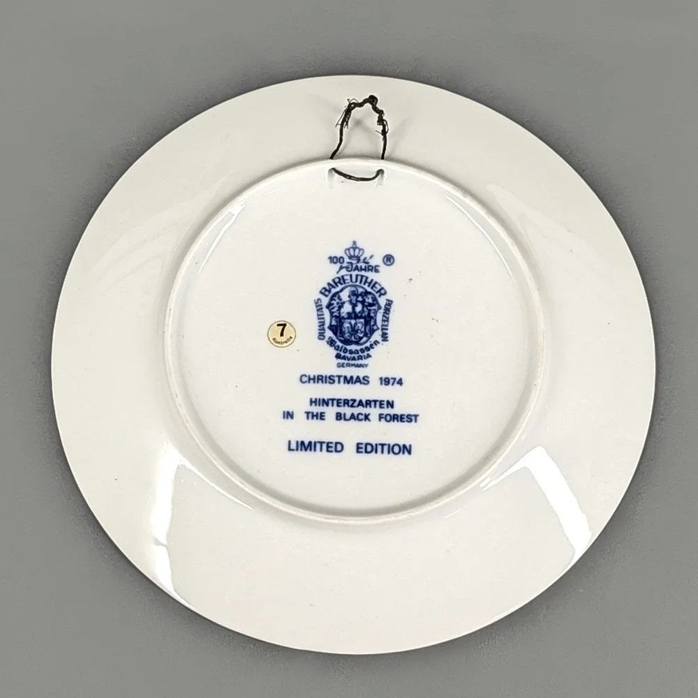 Bareuther Bavaria Christmas 1974 Hinterzarten Black Forest Collector Plate